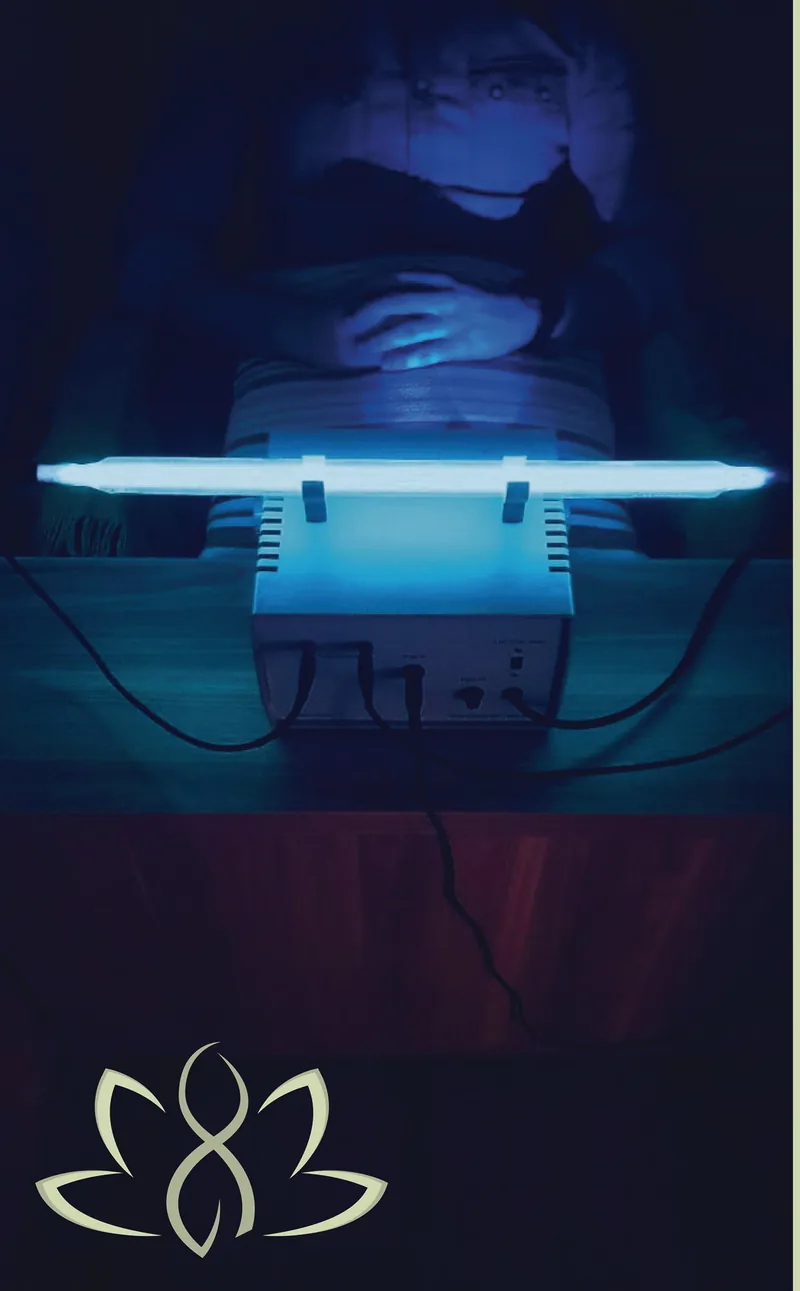 Lâmpada de plasma do RPD acesa durante a sessão